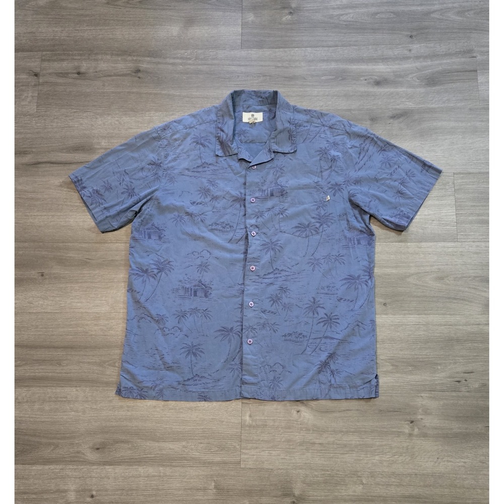 Vtg Solitude Hawaiian Shirt Mens XL Blue Floral Button Up Short Sleeve Tropical